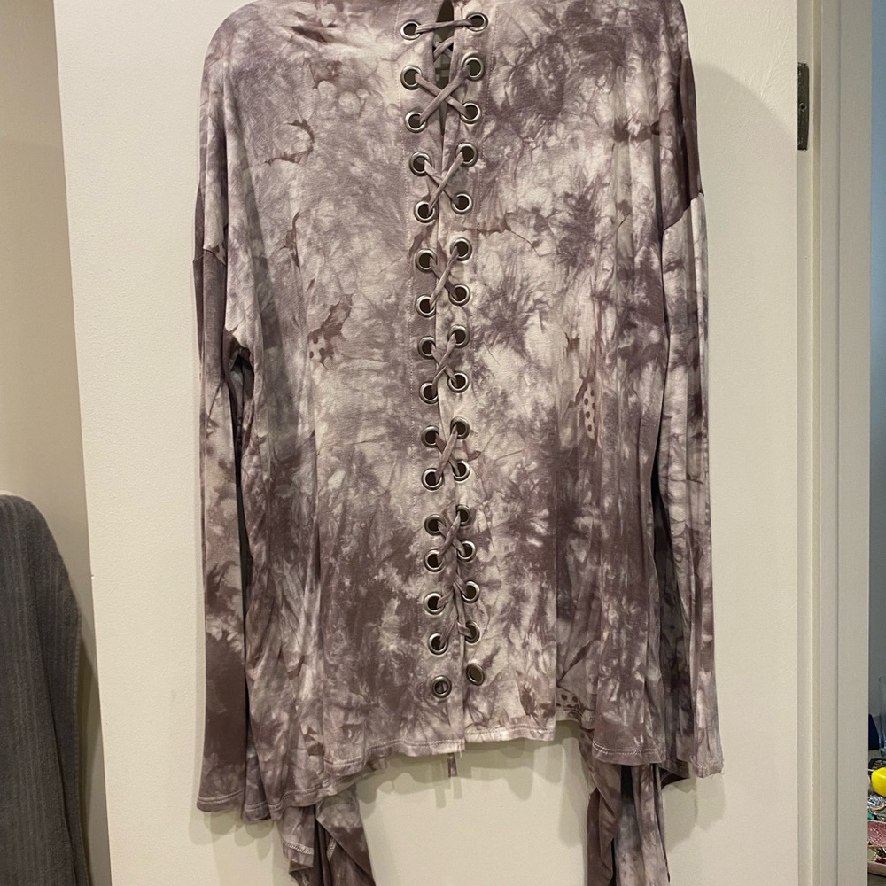 Size L brown and cream tie dye wrap sweater - Picture 6 of 14